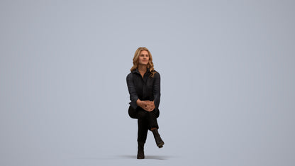 3D human model woman business formalaffairs, photogrammetry scanned person for archviz, standing pose render