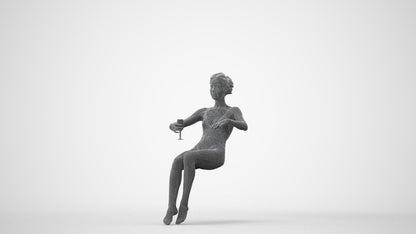 3D human model woman pool, photogrammetry scanned person for archviz, square thumbnail