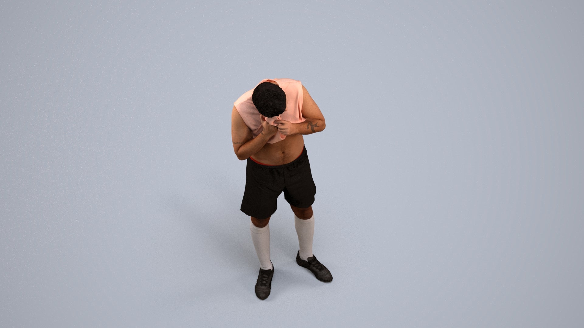 realistic 3D human man sport, archviz people FBX OBJ for Blender, back view render
