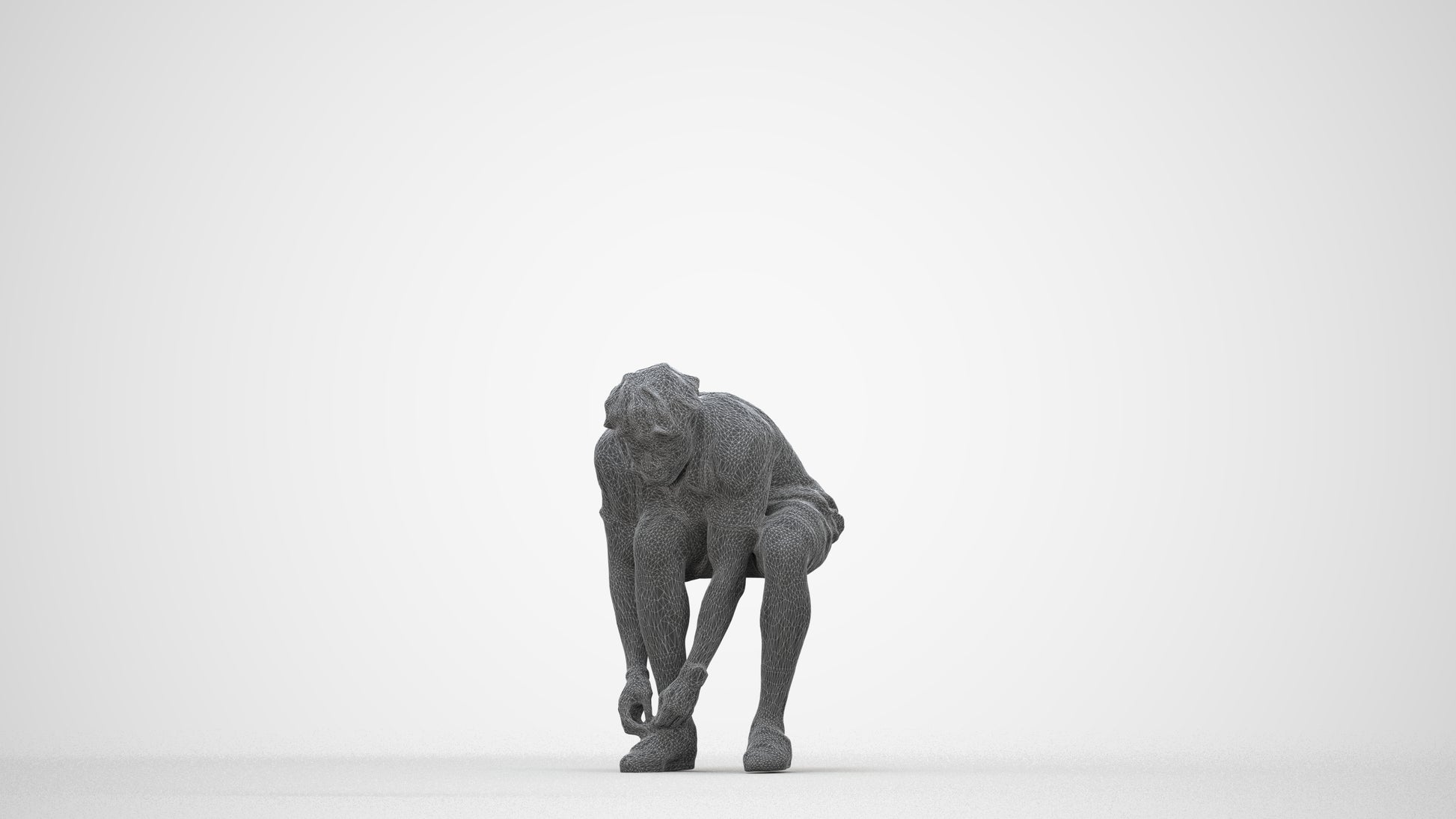 realistic 3D people man sport, render-ready for V-Ray and Corona, FBX OBJ, wireframe back view