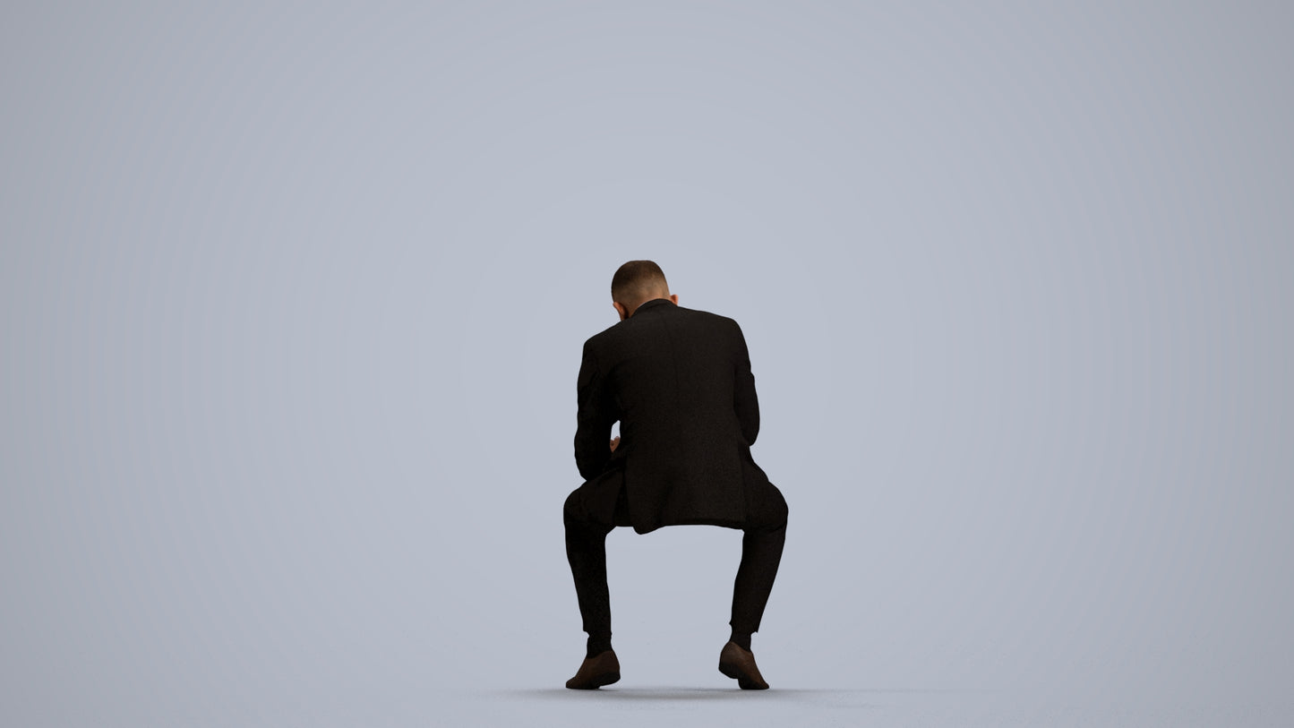 scanned 3D man business, photogrammetry people for Enscape and V-Ray, front view render