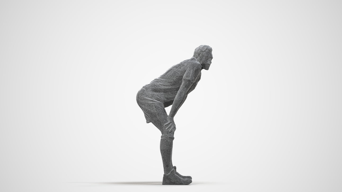 realistic 3D man sport, scanned archviz people for Blender and 3ds Max, wireframe side view