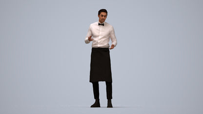photogrammetry 3D man hospitality, realistic human model archviz FBX, top-down view render