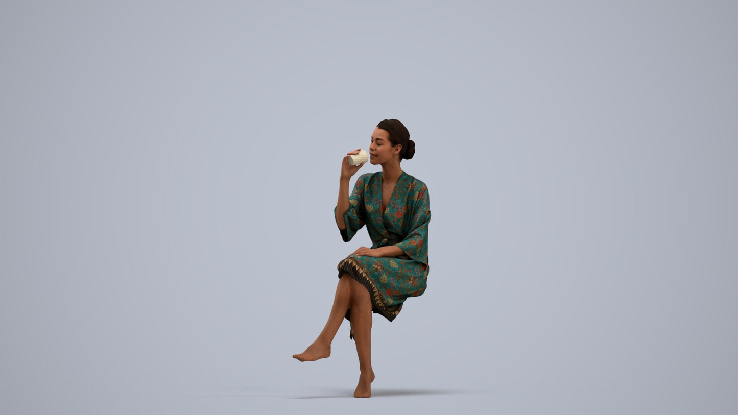 photogrammetry 3D woman casual bathroom, realistic human model archviz FBX, standing pose render