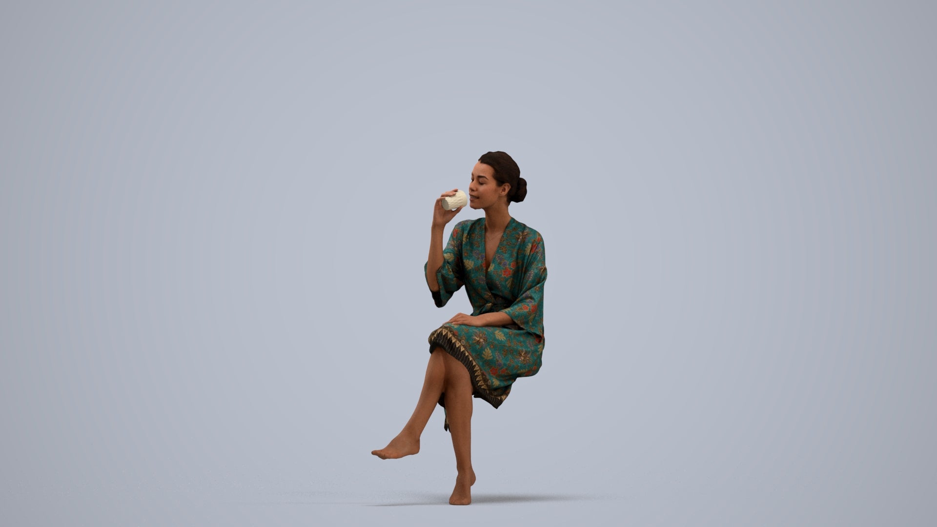 photogrammetry 3D woman casual bathroom, realistic human model archviz FBX, standing pose render