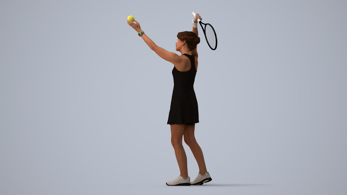 scanned 3D woman sport, photogrammetry people for Enscape and V-Ray, three-quarter view render