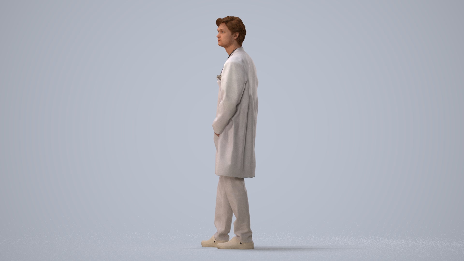 scanned 3D man standing, photogrammetry people for Enscape and V-Ray, three-quarter view render