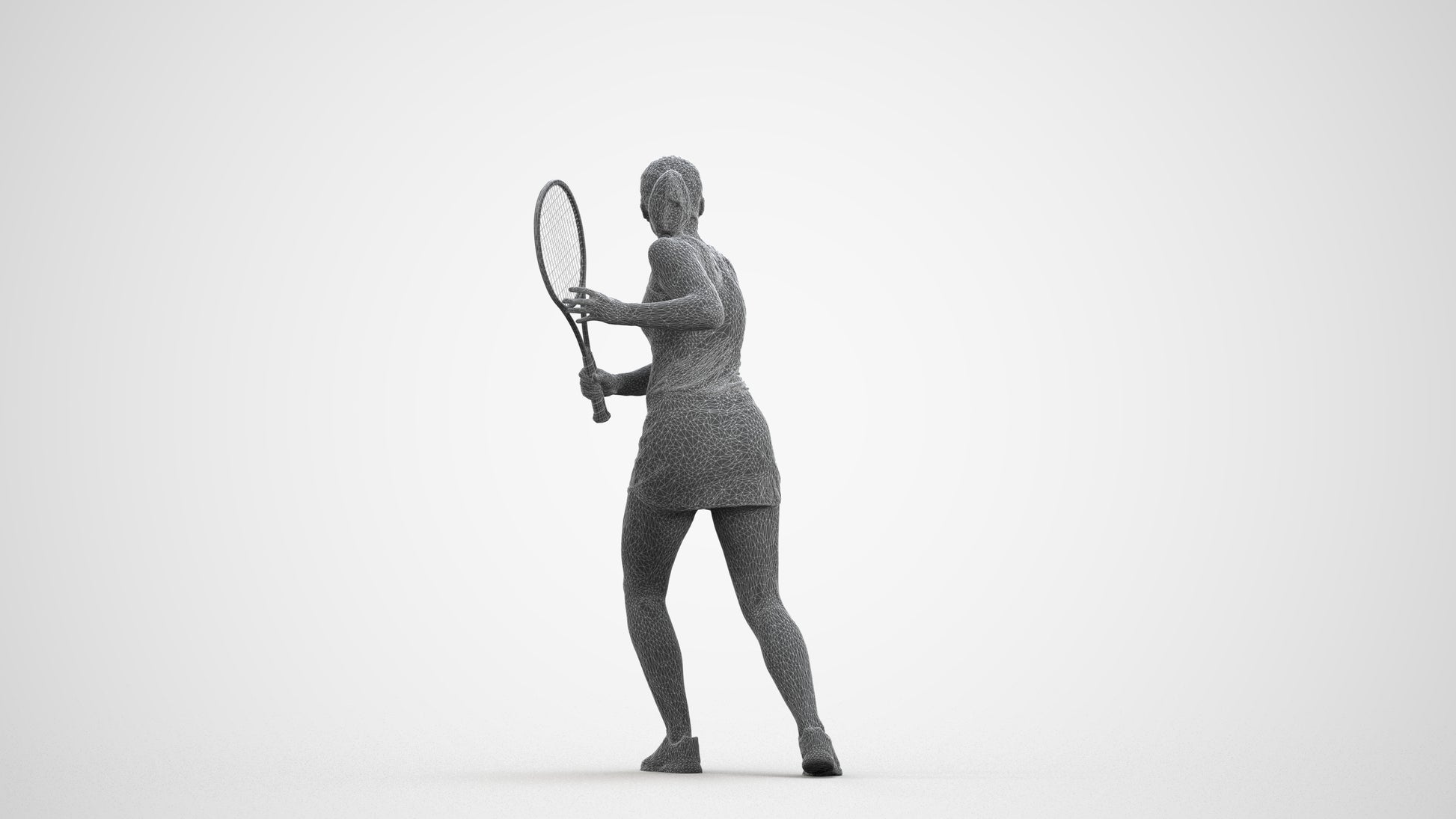 realistic 3D girl sport, scanned archviz people for Blender and 3ds Max, wireframe front view