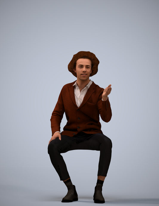 realistic 3D people man business sitting, render-ready for V-Ray and Corona, FBX OBJ