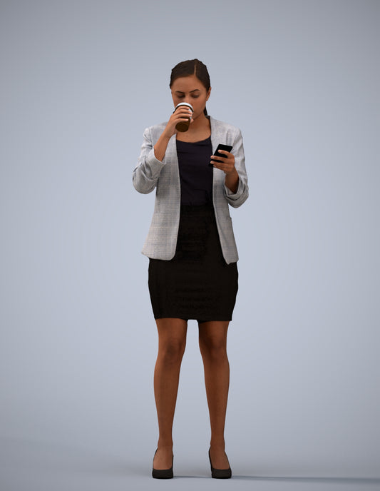 realistic 3D human woman business, archviz people FBX OBJ for Blender