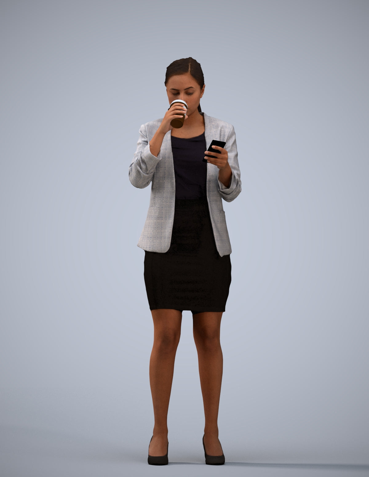 realistic 3D human woman business, archviz people FBX OBJ for Blender