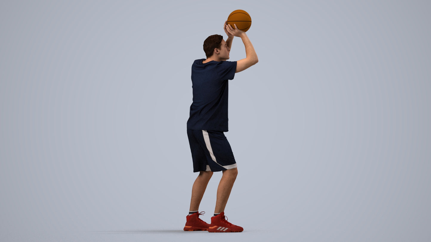 3D people model man sport, scanned human for 3ds Max rendering, side view render