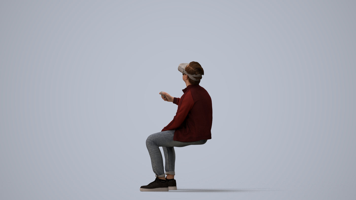3D people model boy casual kids, scanned human for 3ds Max rendering, three-quarter view render