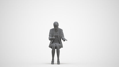 3D human model woman business, photogrammetry scanned person for archviz, three-quarter front view render