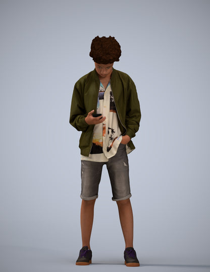 scanned 3D boy casual mix, photogrammetry people for Enscape and V-Ray