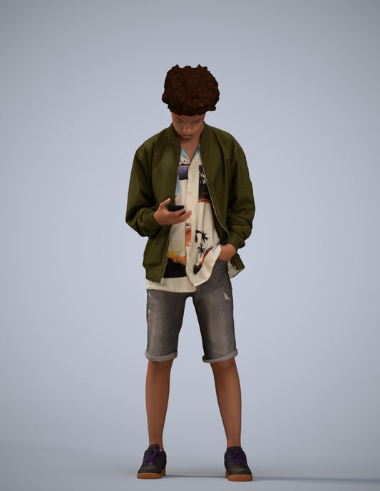 scanned 3D boy casual mix, photogrammetry people for Enscape and V-Ray