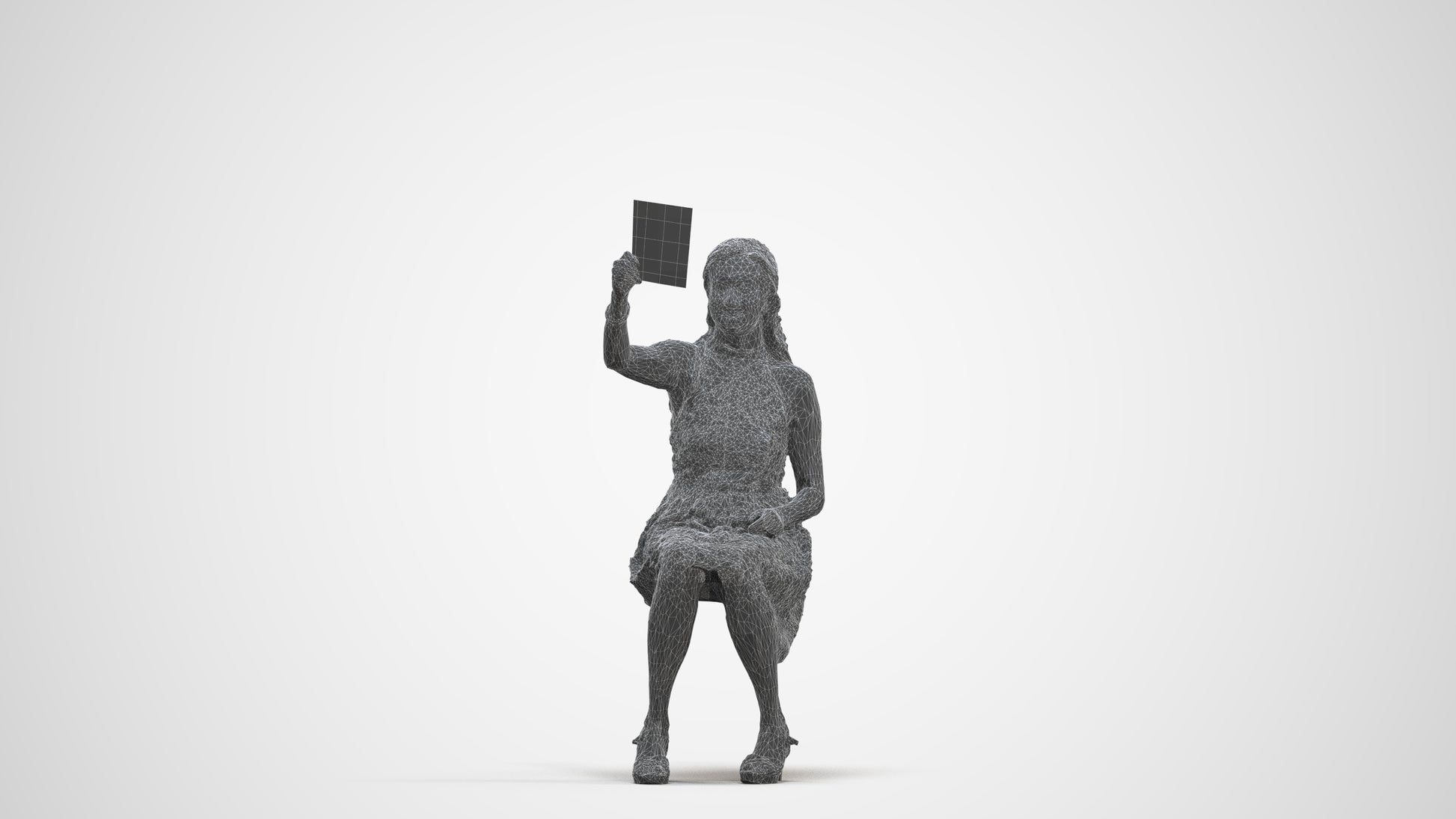 realistic 3D people woman formal sitting, render-ready for V-Ray and Corona, FBX OBJ, three-quarter front view render