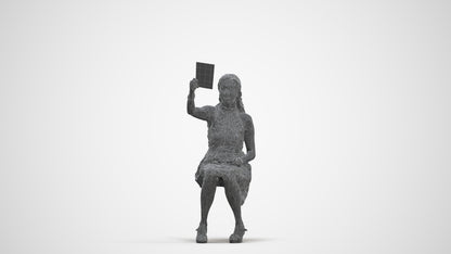 realistic 3D people woman formal sitting, render-ready for V-Ray and Corona, FBX OBJ, three-quarter front view render