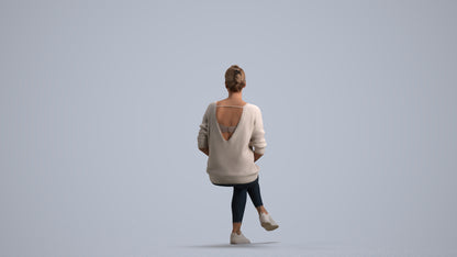 realistic 3D people woman casual sitting, render-ready for V-Ray and Corona, FBX OBJ, front view render