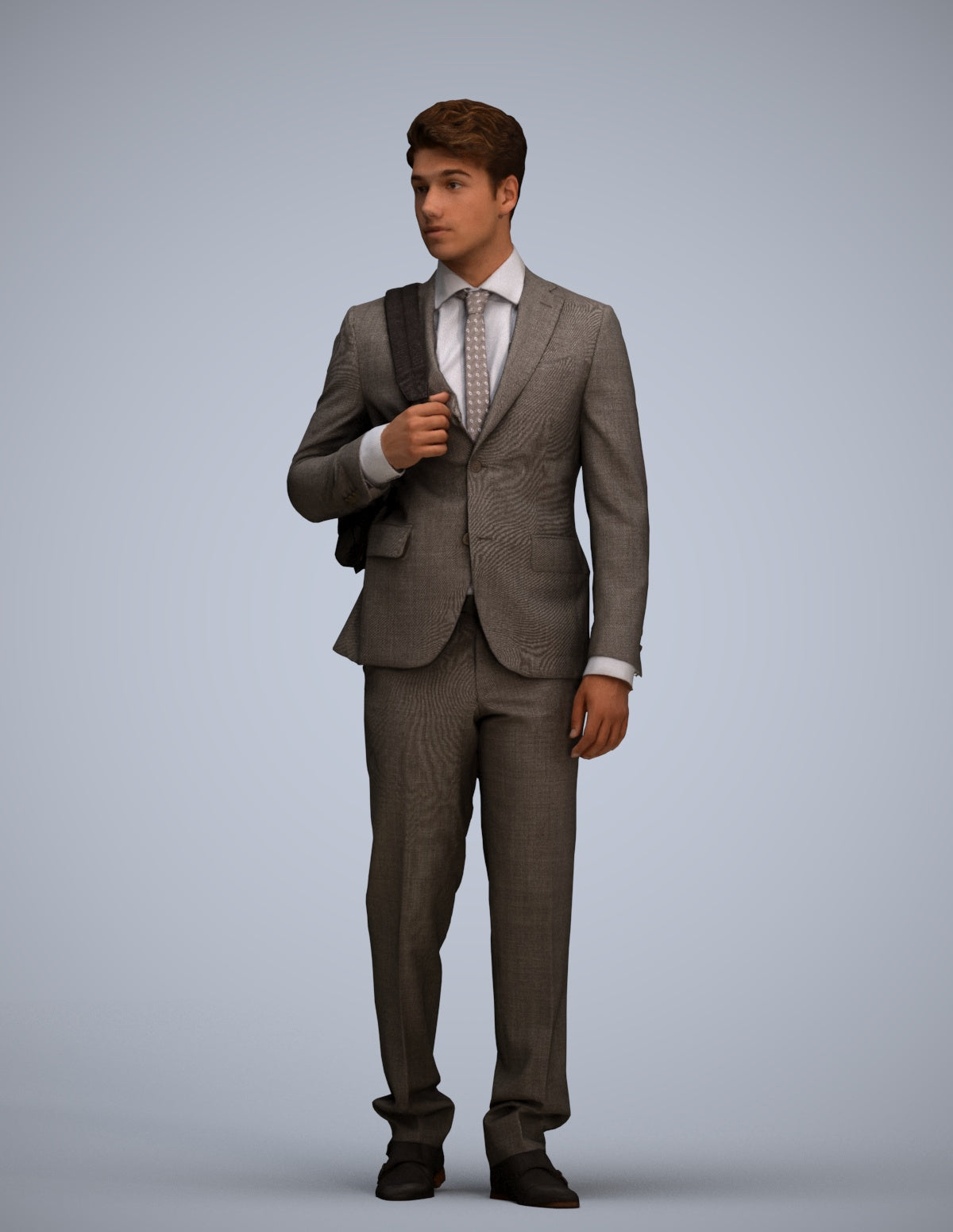 3D scanned man walking business, photorealistic archviz people for Enscape and SketchUp