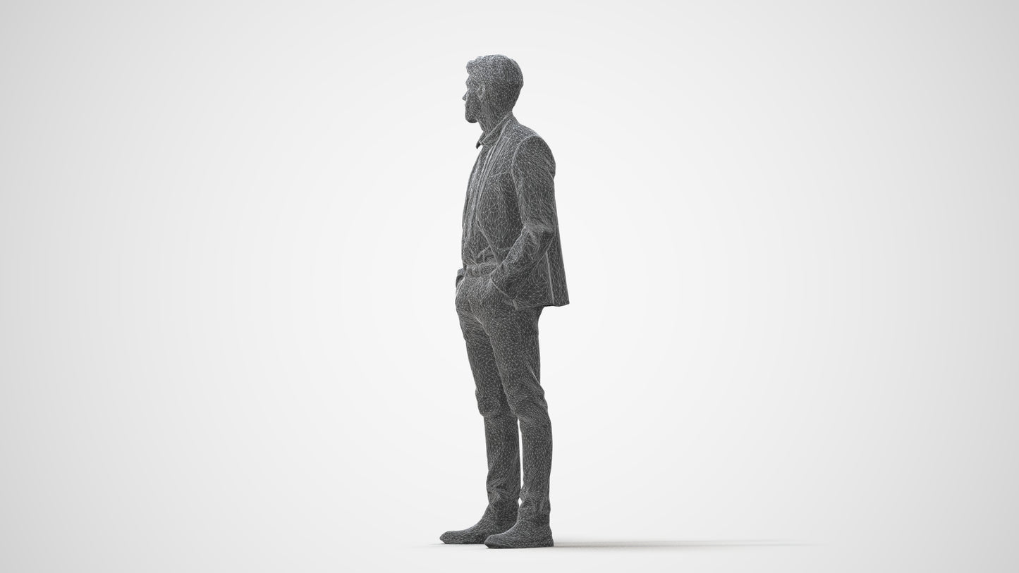 3D human model man business, photogrammetry scanned person for archviz, square thumbnail