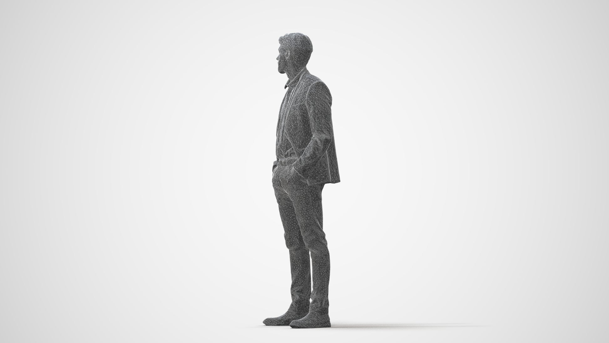 3D human model man business, photogrammetry scanned person for archviz, square thumbnail