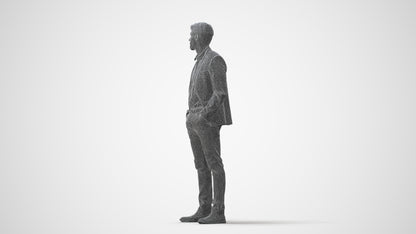 3D human model man business, photogrammetry scanned person for archviz, square thumbnail