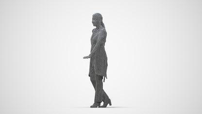 3D people model woman hospitality, scanned human for 3ds Max rendering, wireframe back view
