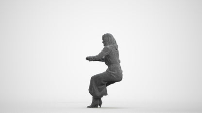 scanned 3D woman casual business, photogrammetry people for Enscape and V-Ray, wireframe front view