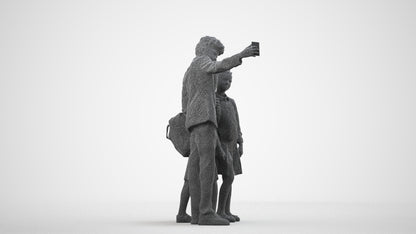 3D people model boy kids, scanned human for 3ds Max rendering, wireframe side view