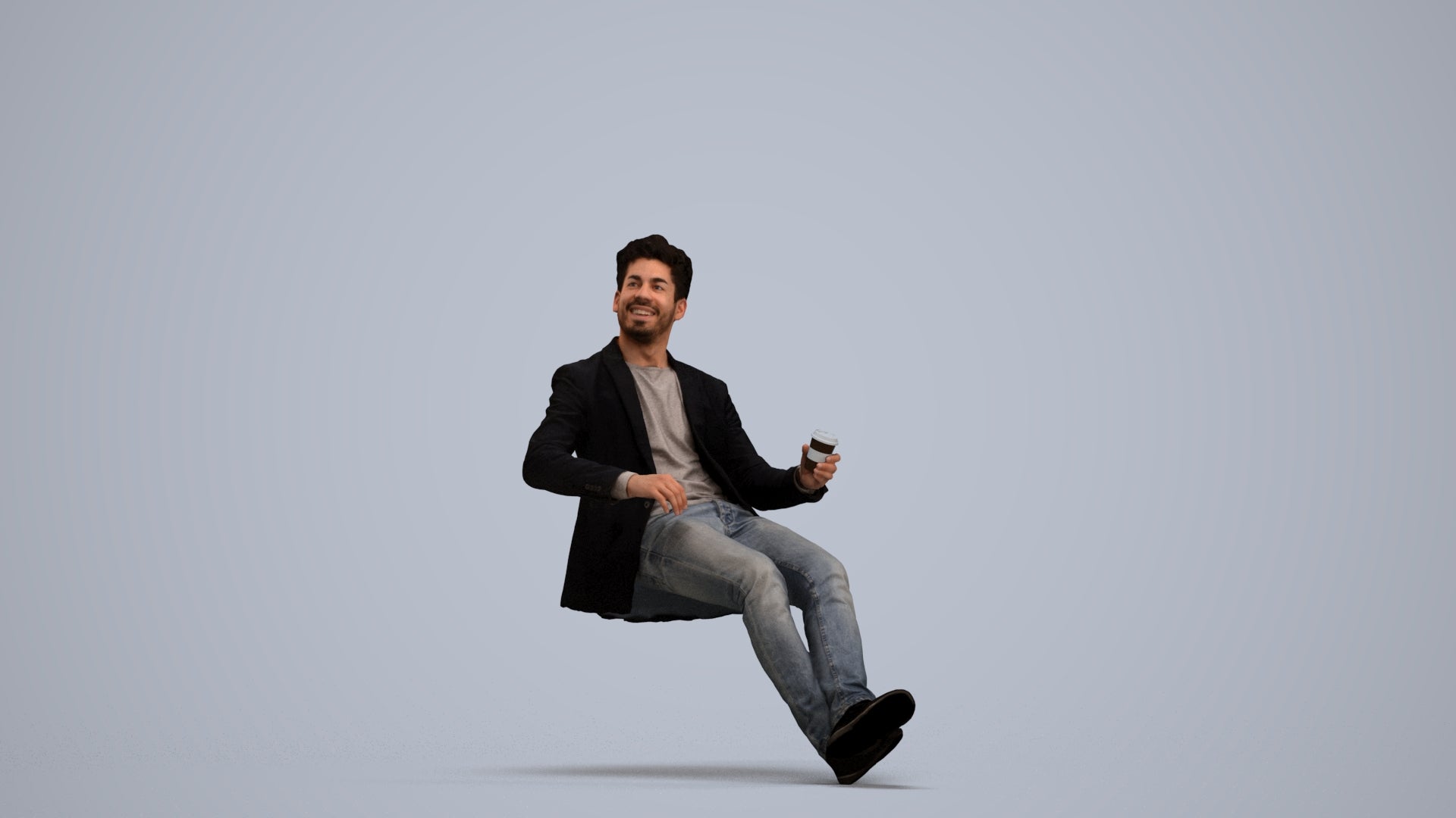 3D human model man casual business, photogrammetry scanned person for archviz, standing pose render