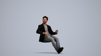 3D human model man casual business, photogrammetry scanned person for archviz, standing pose render