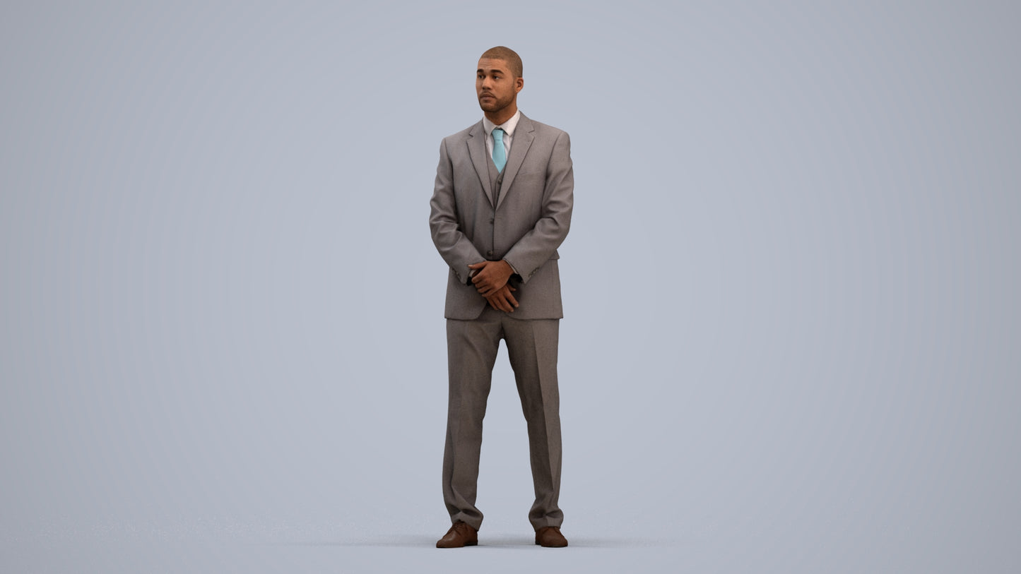realistic 3D people man business, render-ready for V-Ray and Corona, FBX OBJ, standing pose render