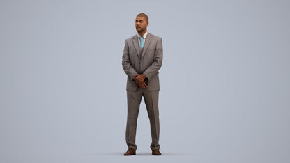 realistic 3D people man business, render-ready for V-Ray and Corona, FBX OBJ, standing pose render