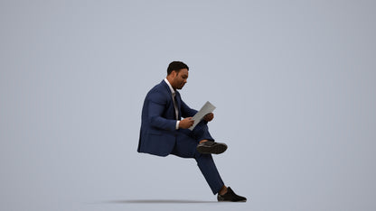 scanned 3D man business, photogrammetry people for Enscape and V-Ray, side view render
