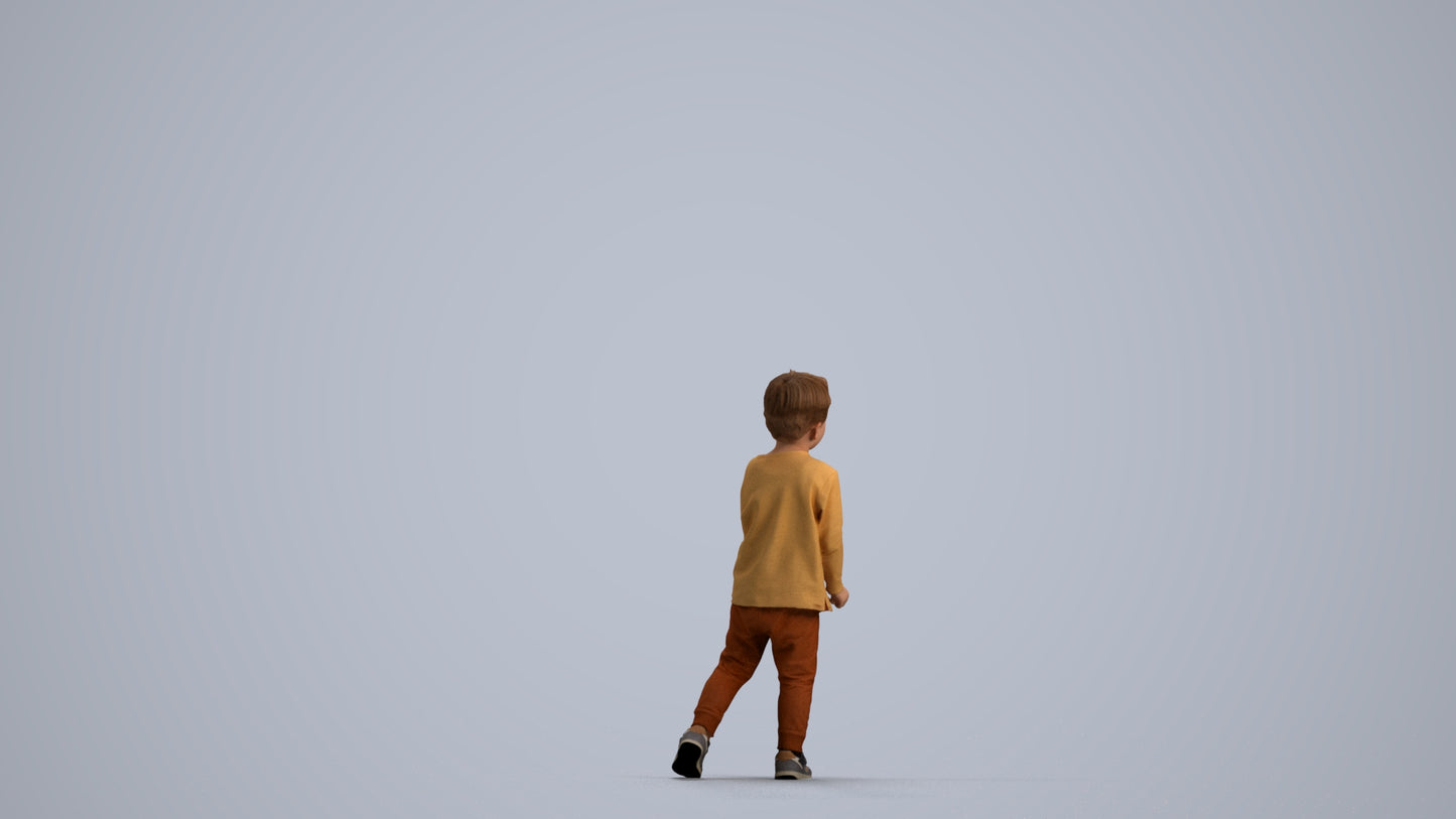 3D people model boy casual kids, scanned human for 3ds Max rendering, front view render