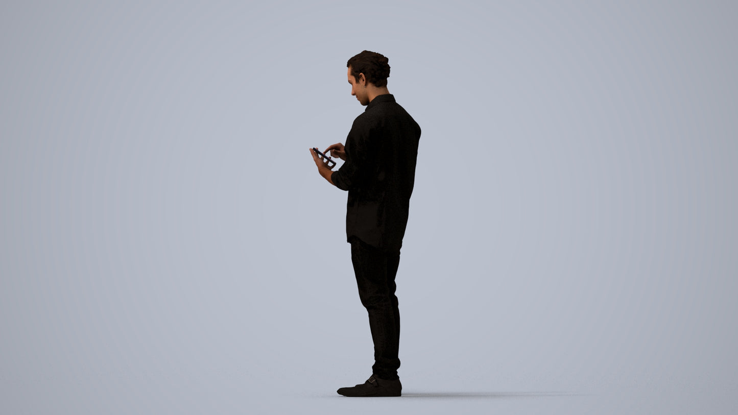 scanned 3D man casual standing, photogrammetry people for Enscape and V-Ray, three-quarter view render