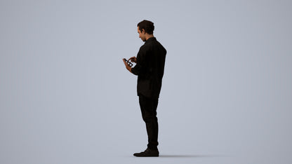 scanned 3D man casual standing, photogrammetry people for Enscape and V-Ray, three-quarter view render