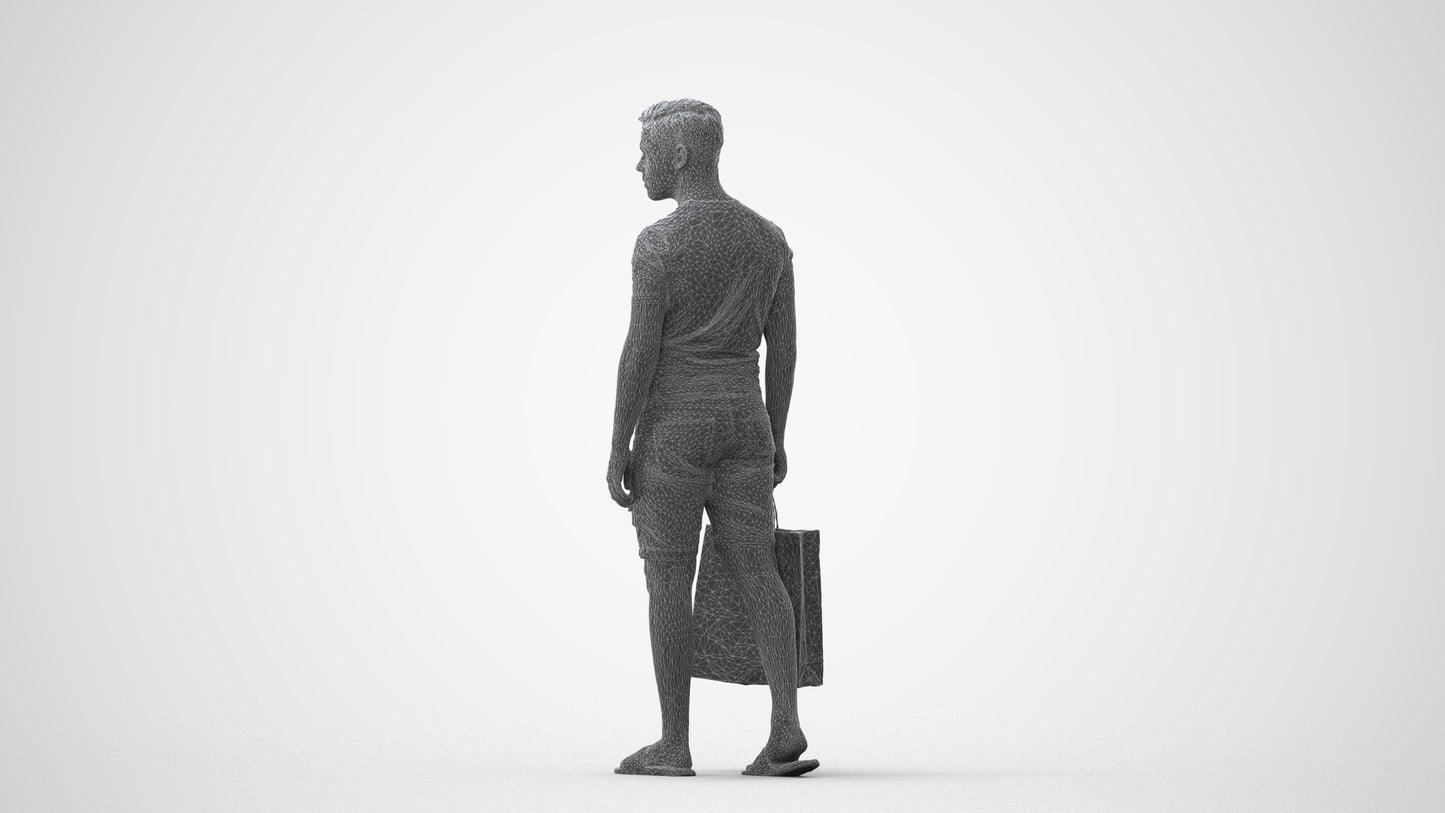 3D human model boy casual kids, photogrammetry scanned person for archviz, square thumbnail