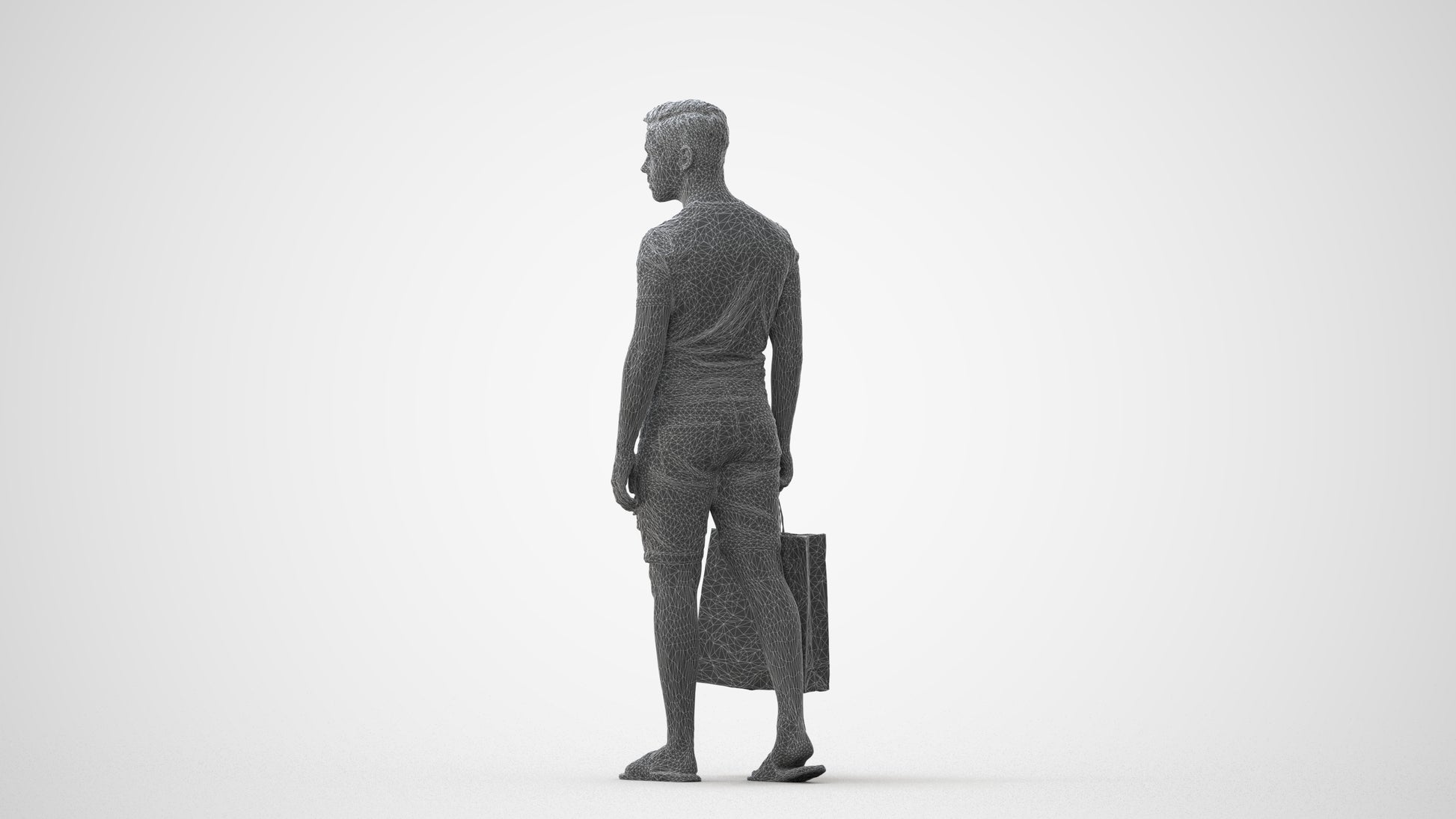 3D human model boy casual kids, photogrammetry scanned person for archviz, square thumbnail