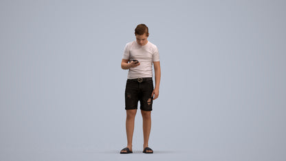 3D scanned boy kids casual, photorealistic archviz people for Enscape and SketchUp, standing pose render