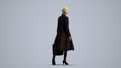 3D scanned senior woman standing business, photorealistic archviz people for Enscape and SketchUp, front view render