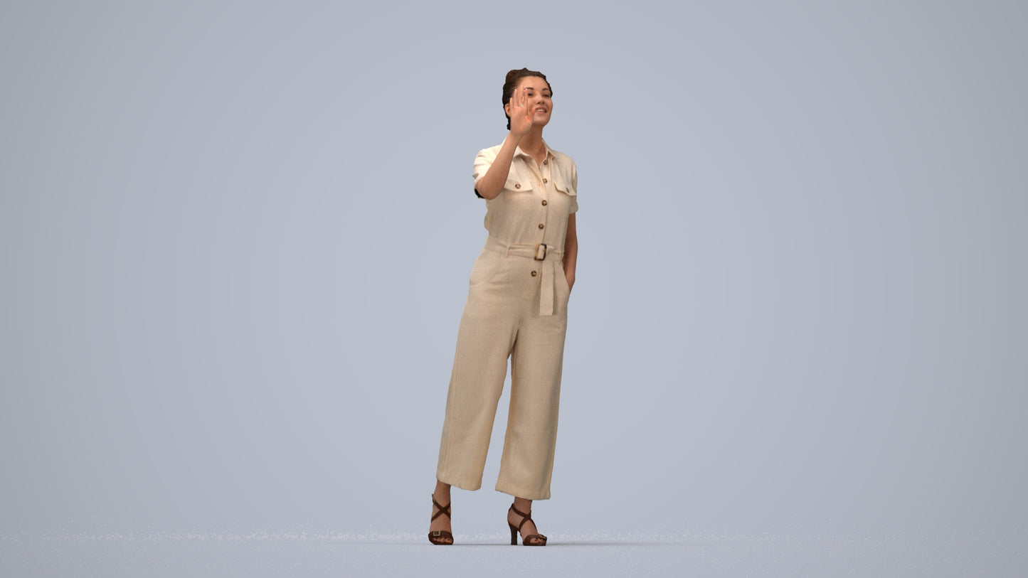 photogrammetry 3D woman business standing, realistic human model archviz FBX, top-down view render
