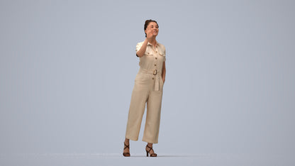 photogrammetry 3D woman business standing, realistic human model archviz FBX, top-down view render