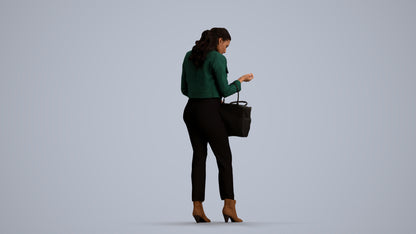 realistic 3D woman business standing, scanned archviz people for Blender and 3ds Max, front view render