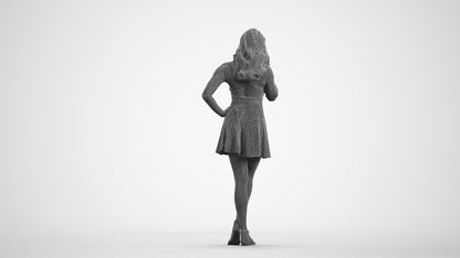 photogrammetry 3D woman standing, realistic human model archviz FBX, wireframe front view