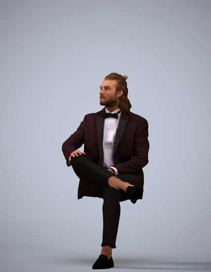 scanned 3D man formal formalaffairs, photogrammetry people for Enscape and V-Ray