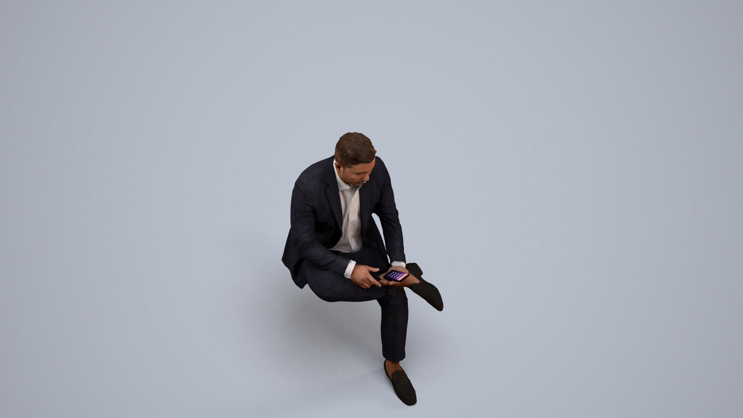 photogrammetry 3D man business, realistic human model archviz FBX, back view render