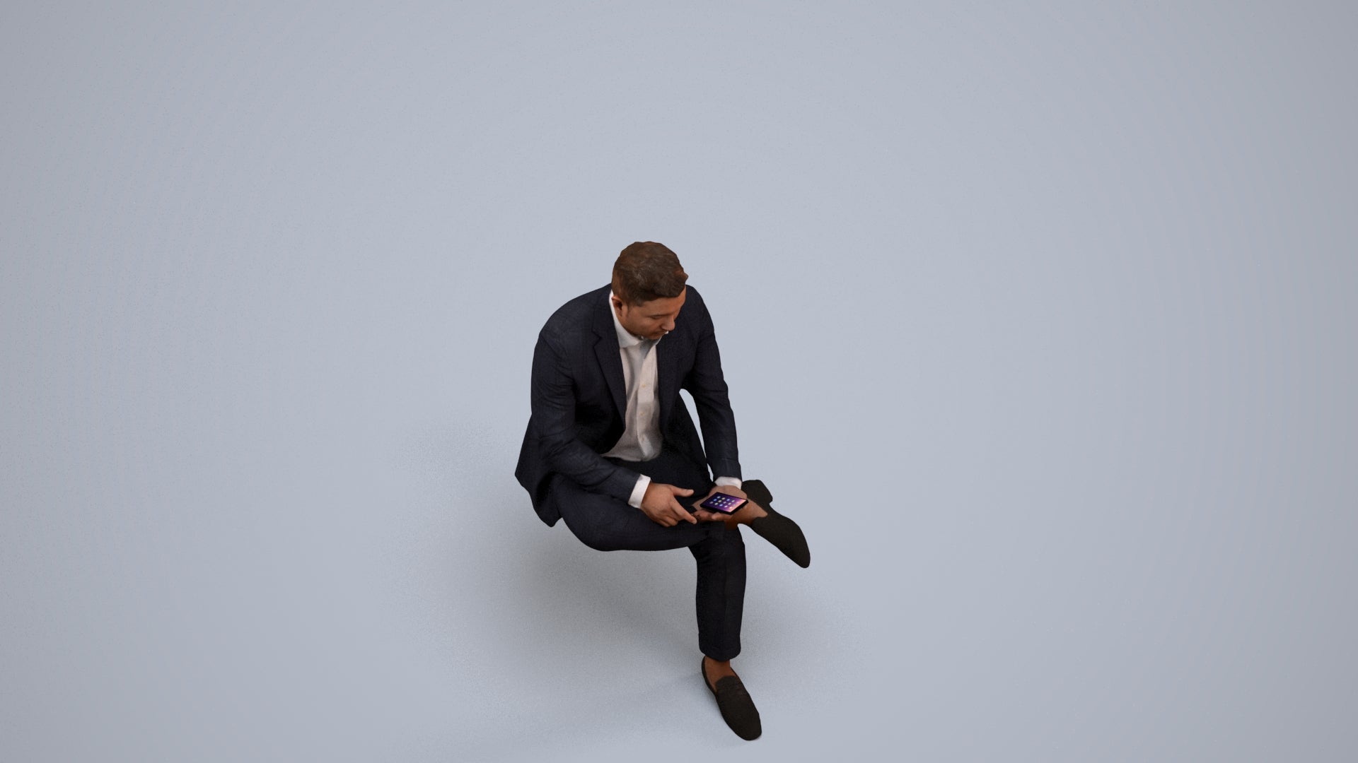 photogrammetry 3D man business, realistic human model archviz FBX, back view render