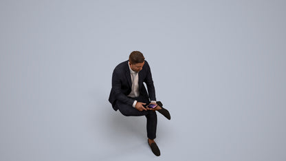 photogrammetry 3D man business, realistic human model archviz FBX, back view render